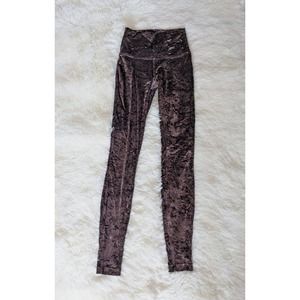 Lululemon 2 Crushed Velvet Wonder Lounge HR Tight Leggings 28 French Press Brown
